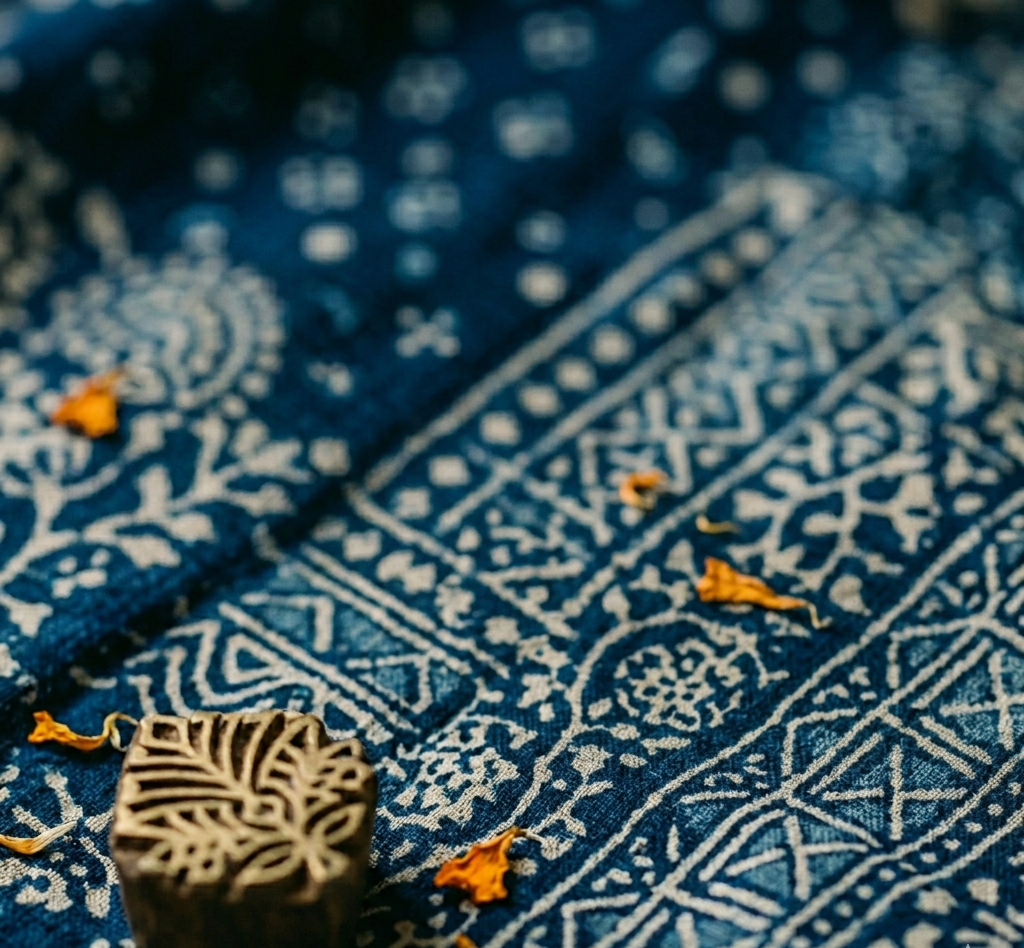 Cotton Indigo Handblock Print
