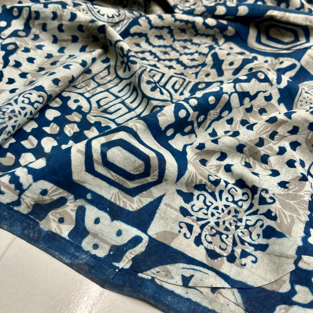 Pure Cotton Indigo Block Print