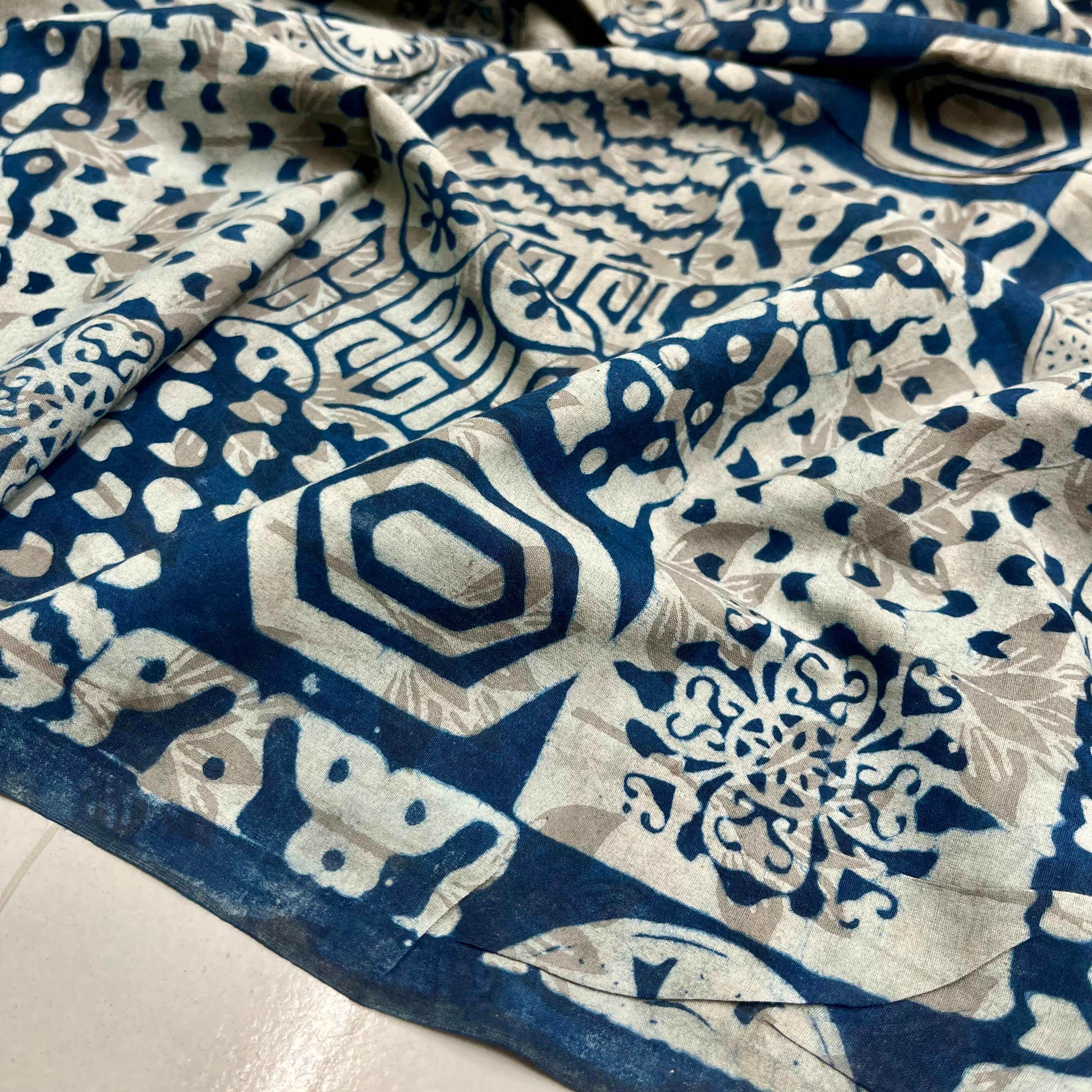 Pure Cotton Indigo Block Print