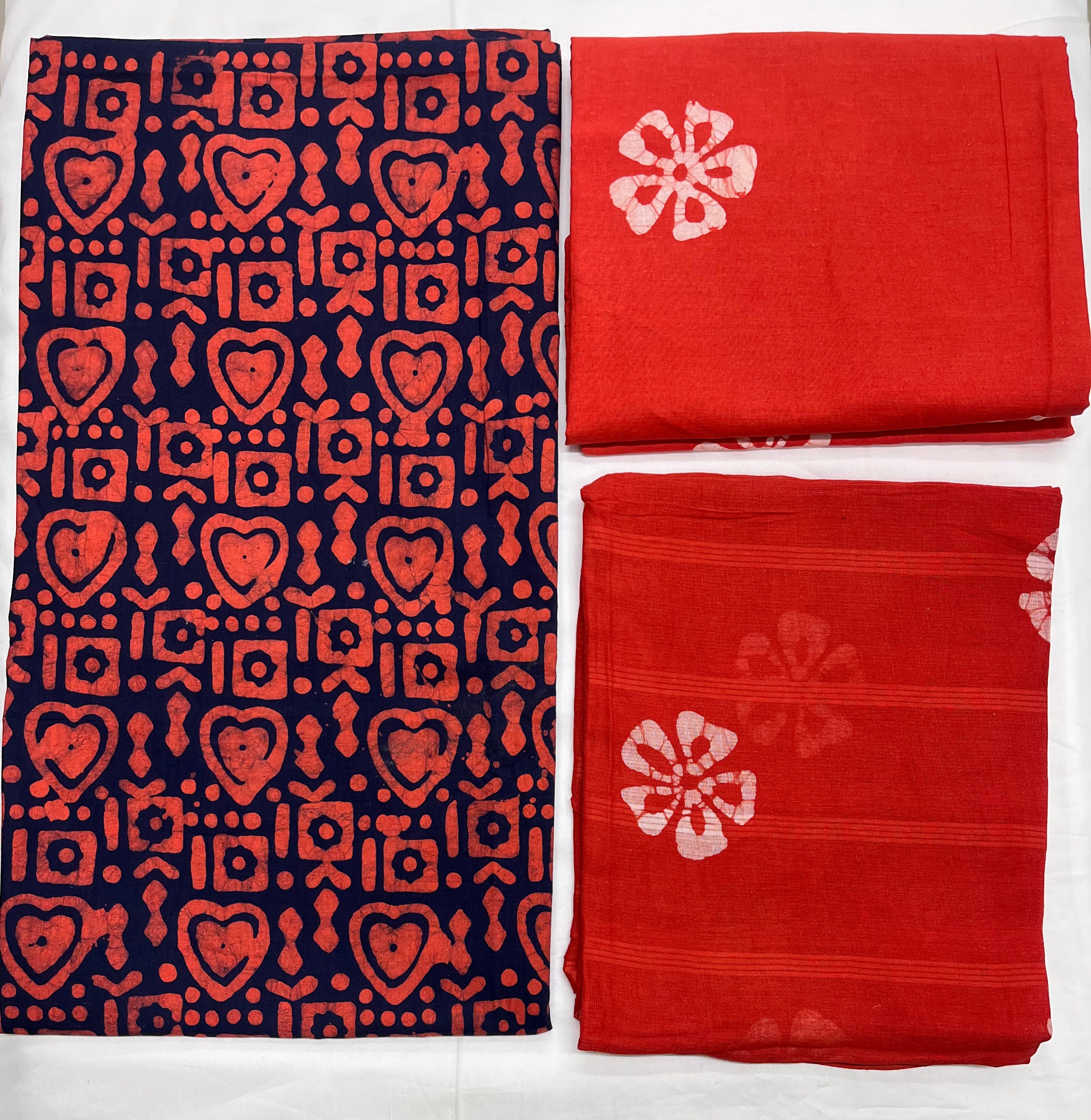Unstitched 3 Piece - Pure Cotton Handblock Batik Suit