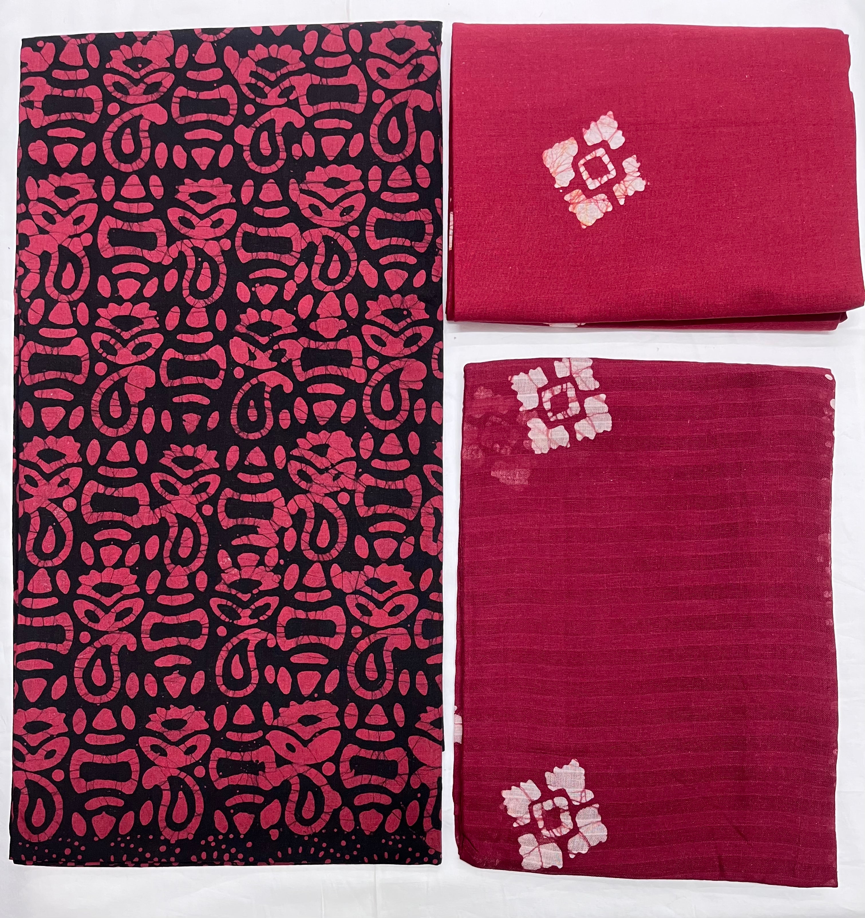 Unstitched 3 Piece - Pure Cotton Handblock Batik Suit