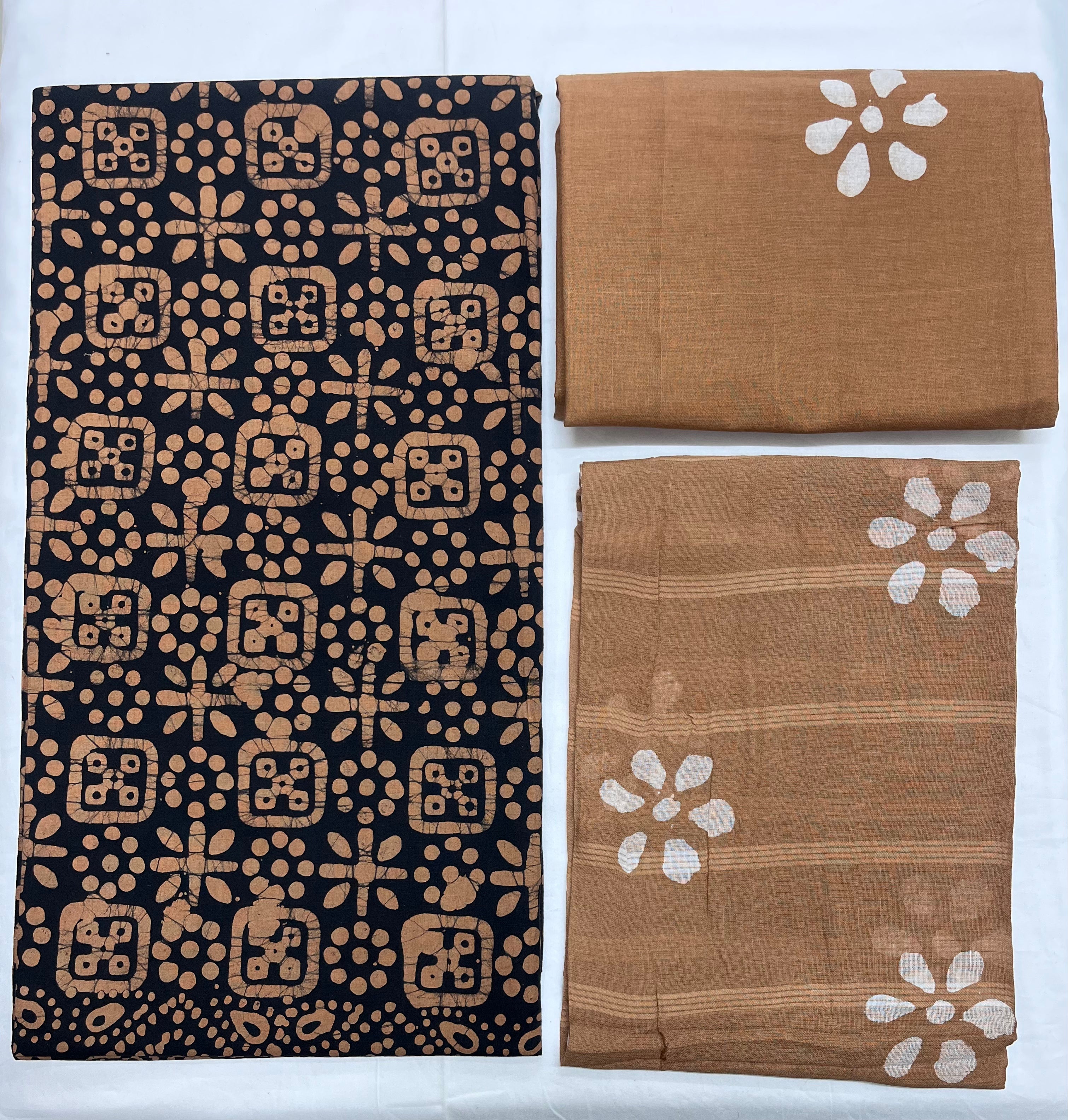 Unstitched 3 Piece - Pure Cotton Handblock Batik Suit