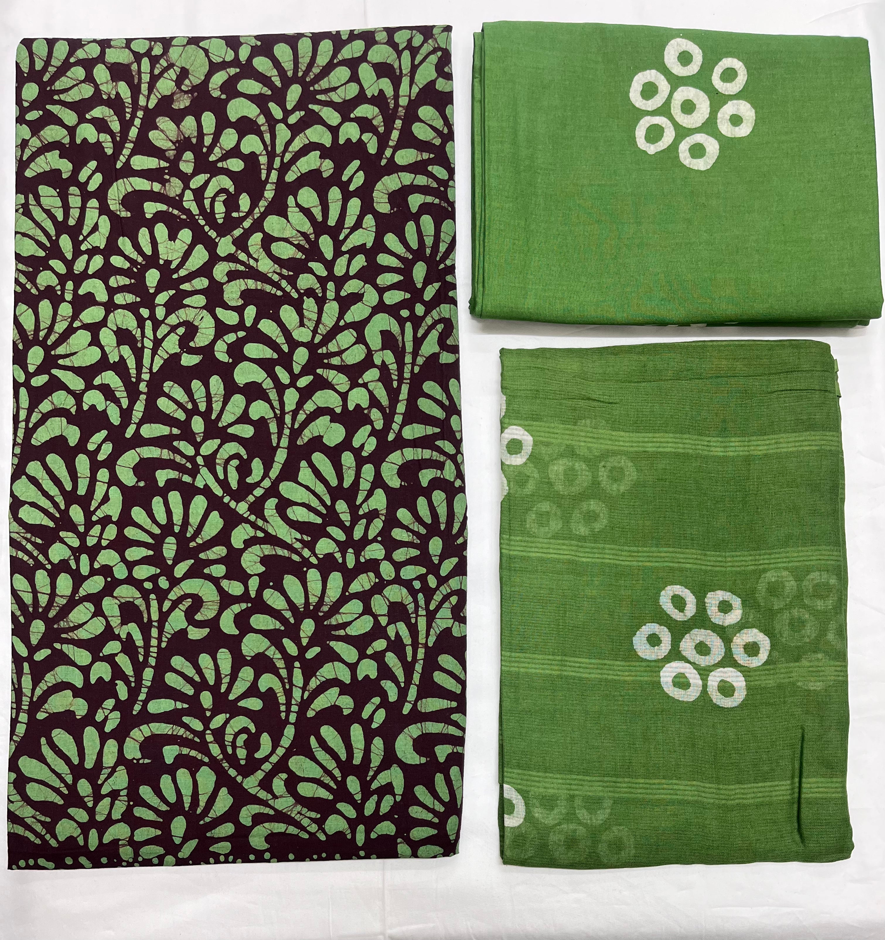Unstitched 3 Piece - Pure Cotton Handblock Batik Suit