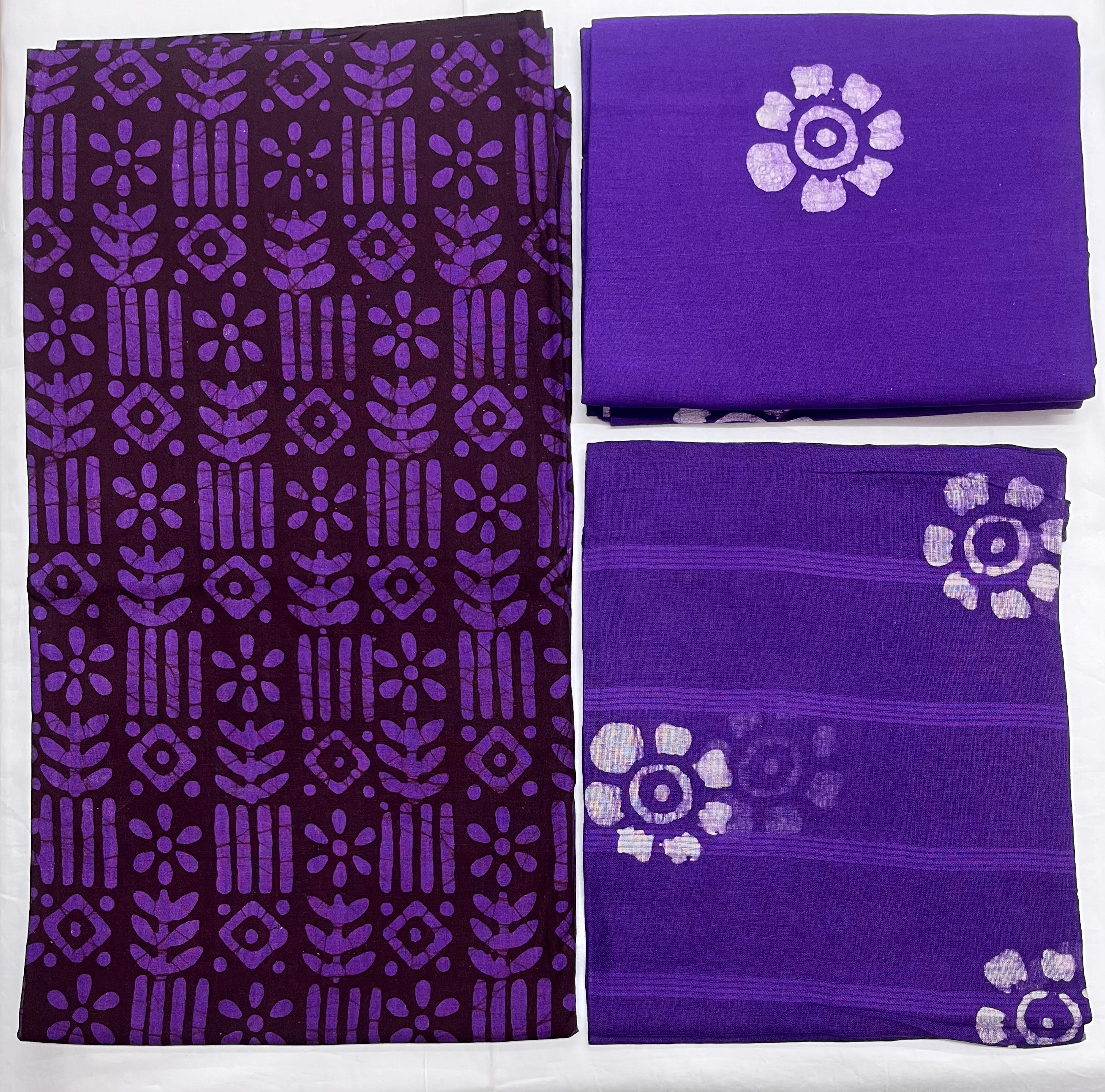 Unstitched 3 Piece - Pure Cotton Handblock Batik Suit