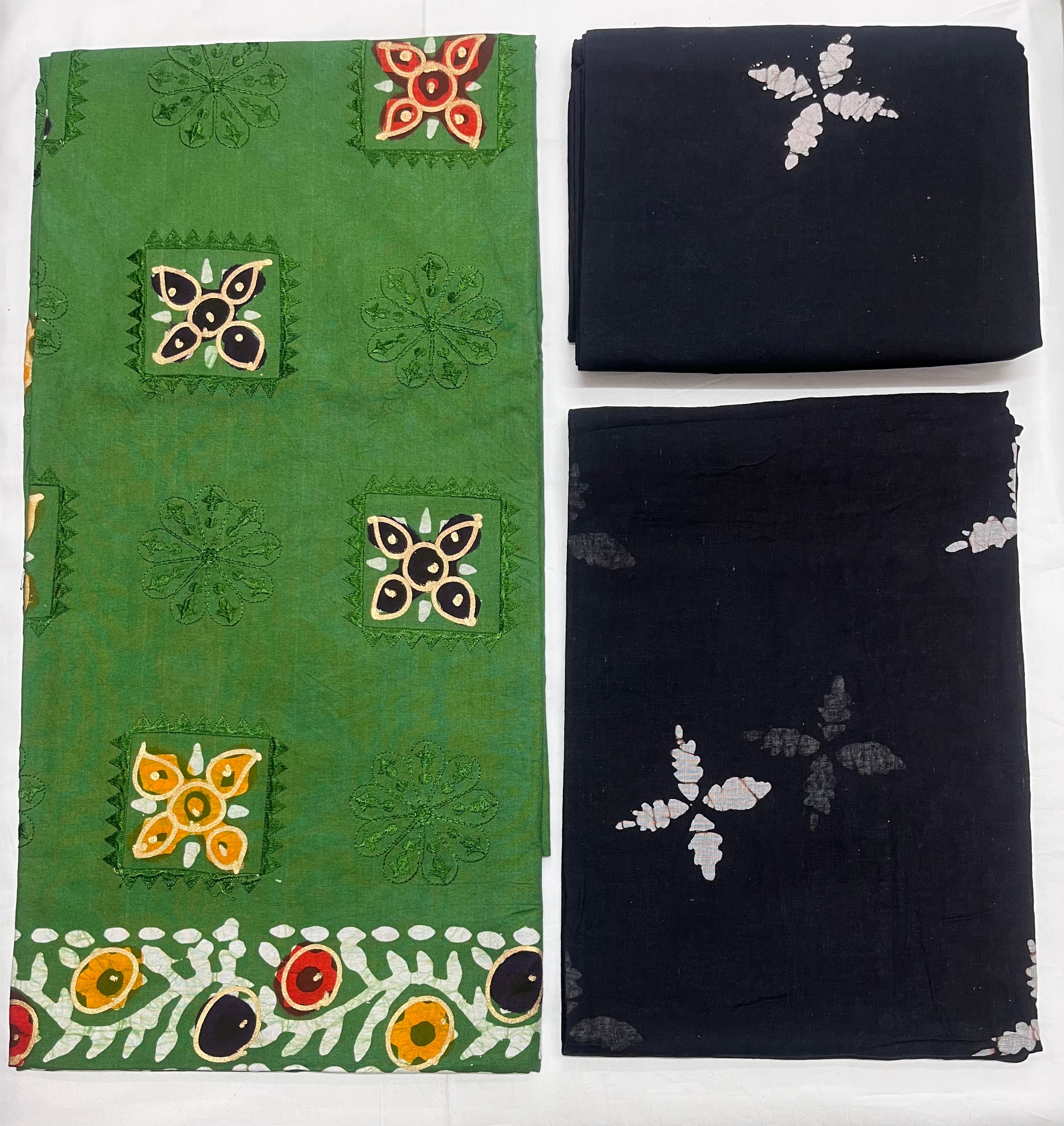 Unstitched 3 Piece - Pure Cotton Handblock Batik Suit