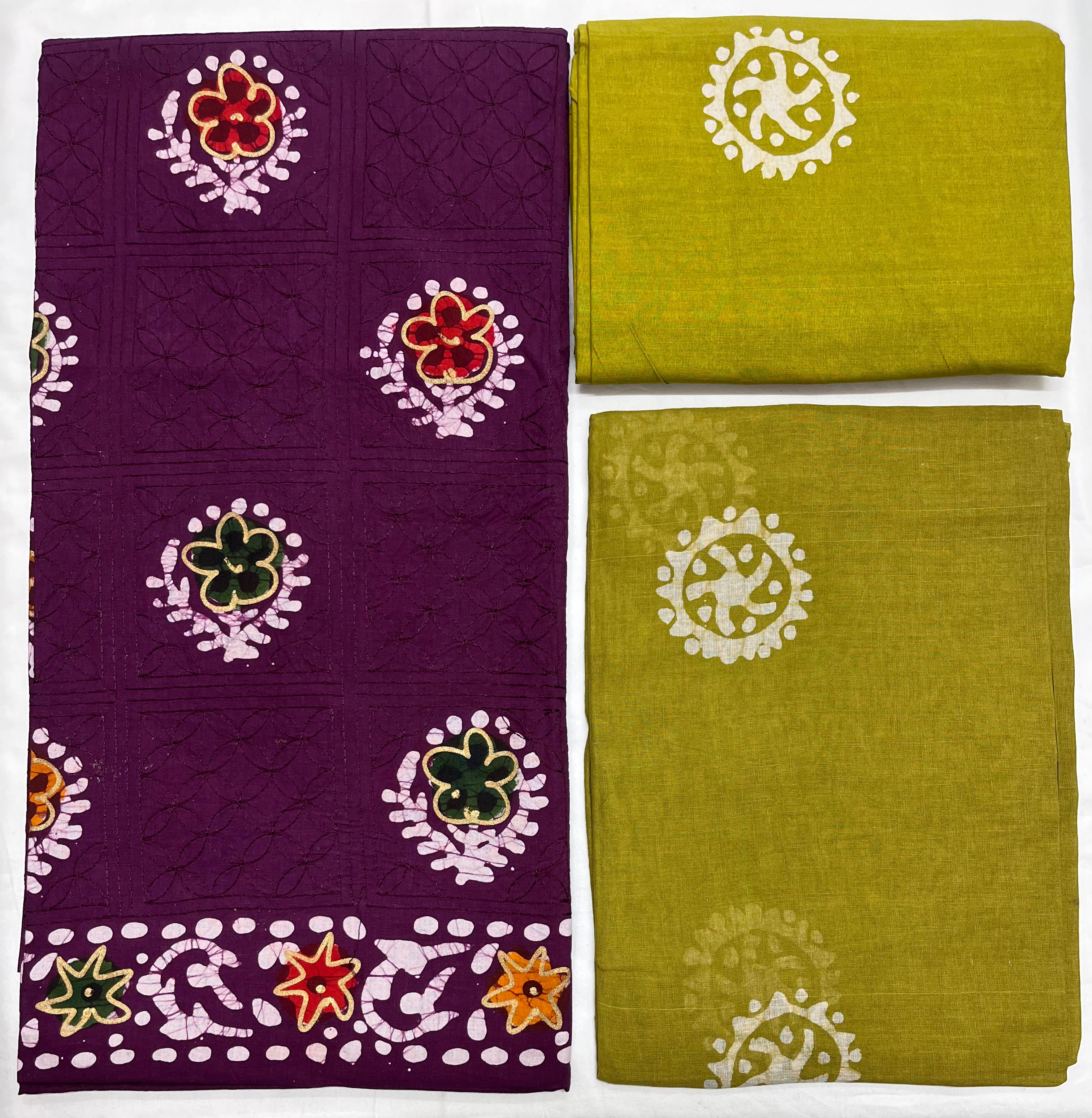 Unstitched 3 Piece - Pure Cotton Handblock Batik Suit