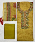 Unstitched 3 Piece – Cotton Linen Suit with Chikankari Embroidery
