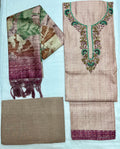Unstitched 3 Piece – Shimmer Linen Suit with Hand Lucknowi Work