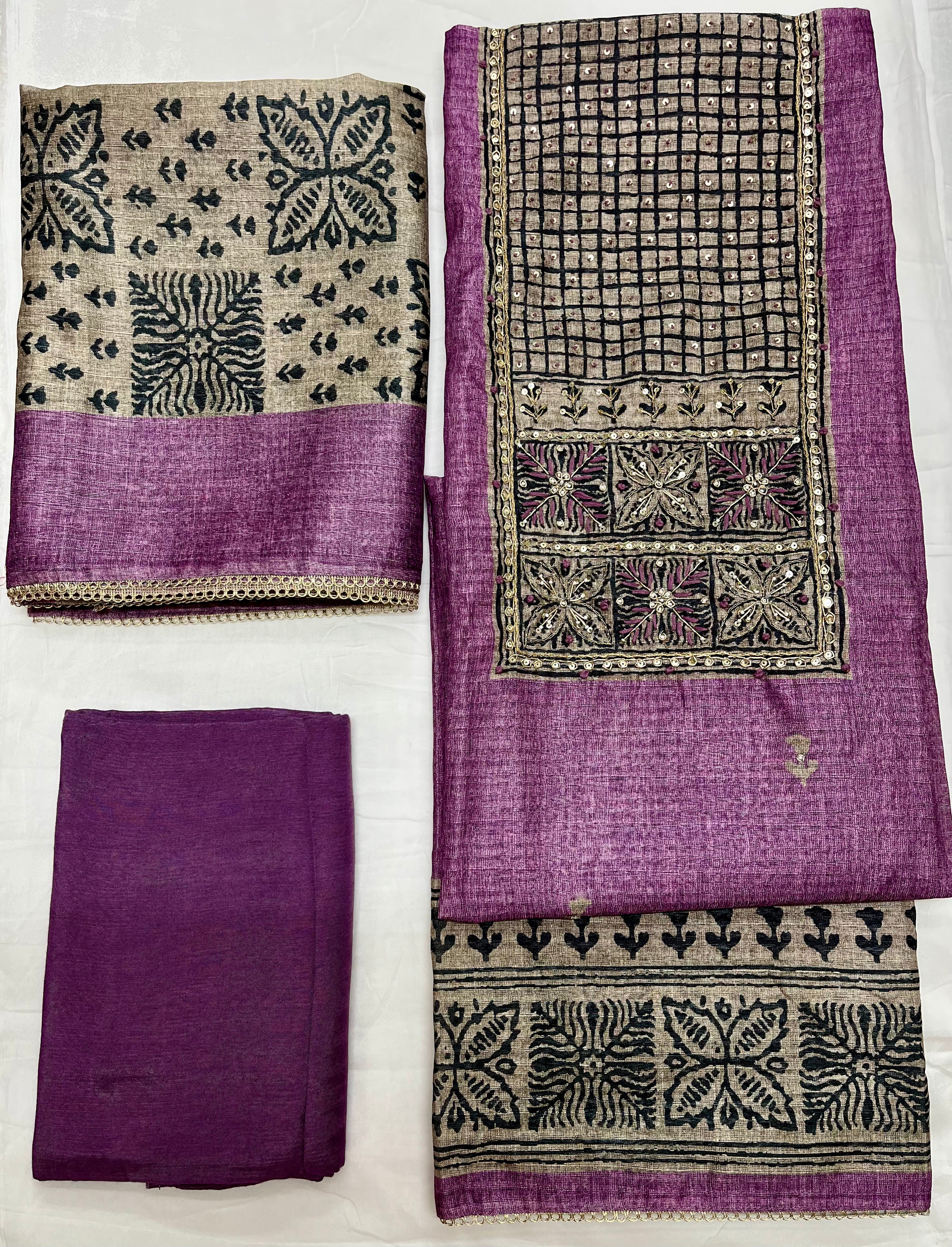 Unstitched 3 Piece – Shimmer Linen With Zardosi Work Suit