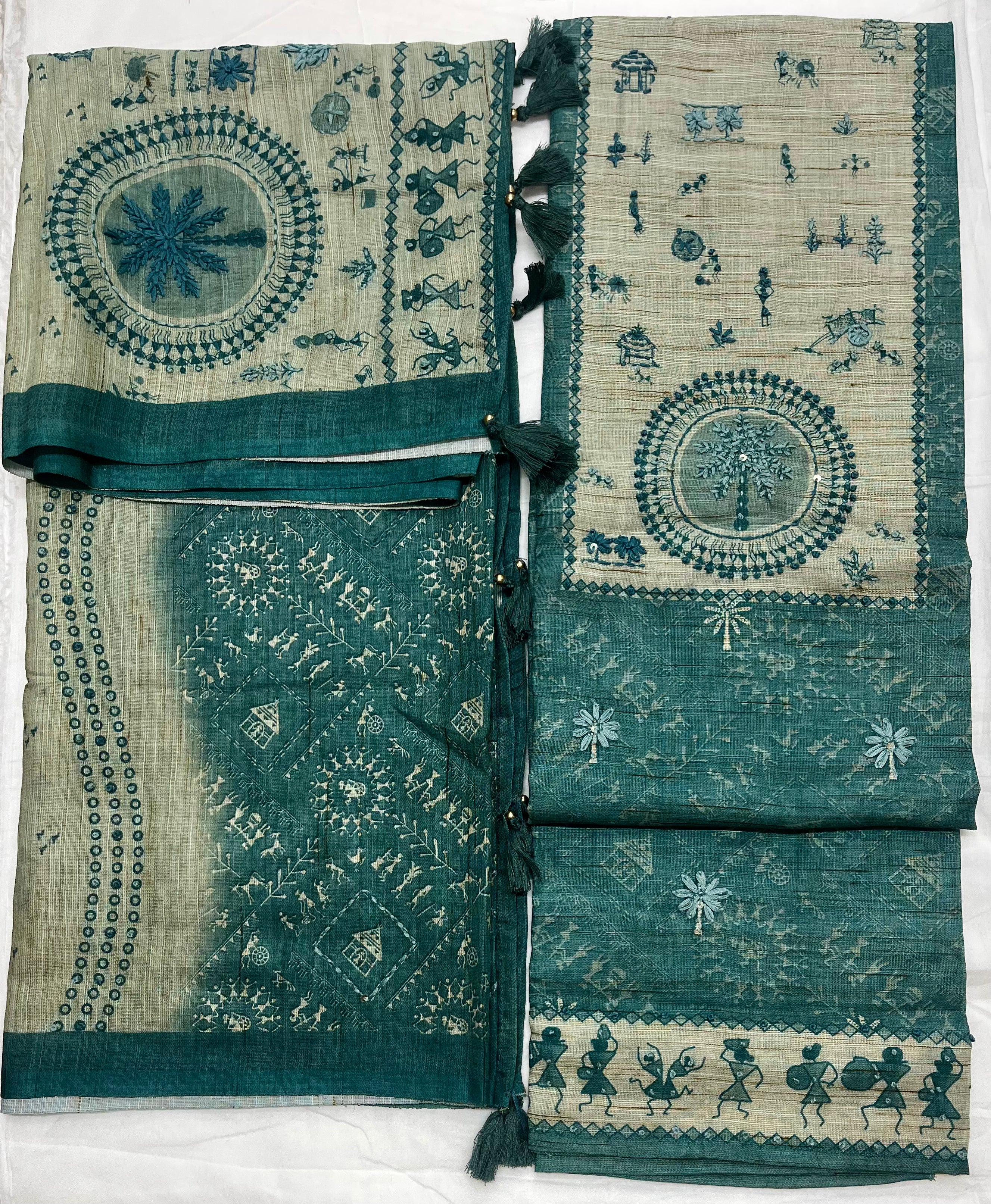 Unstitched 3 Piece – Cotton Linen Lucknowi Handwork Suit