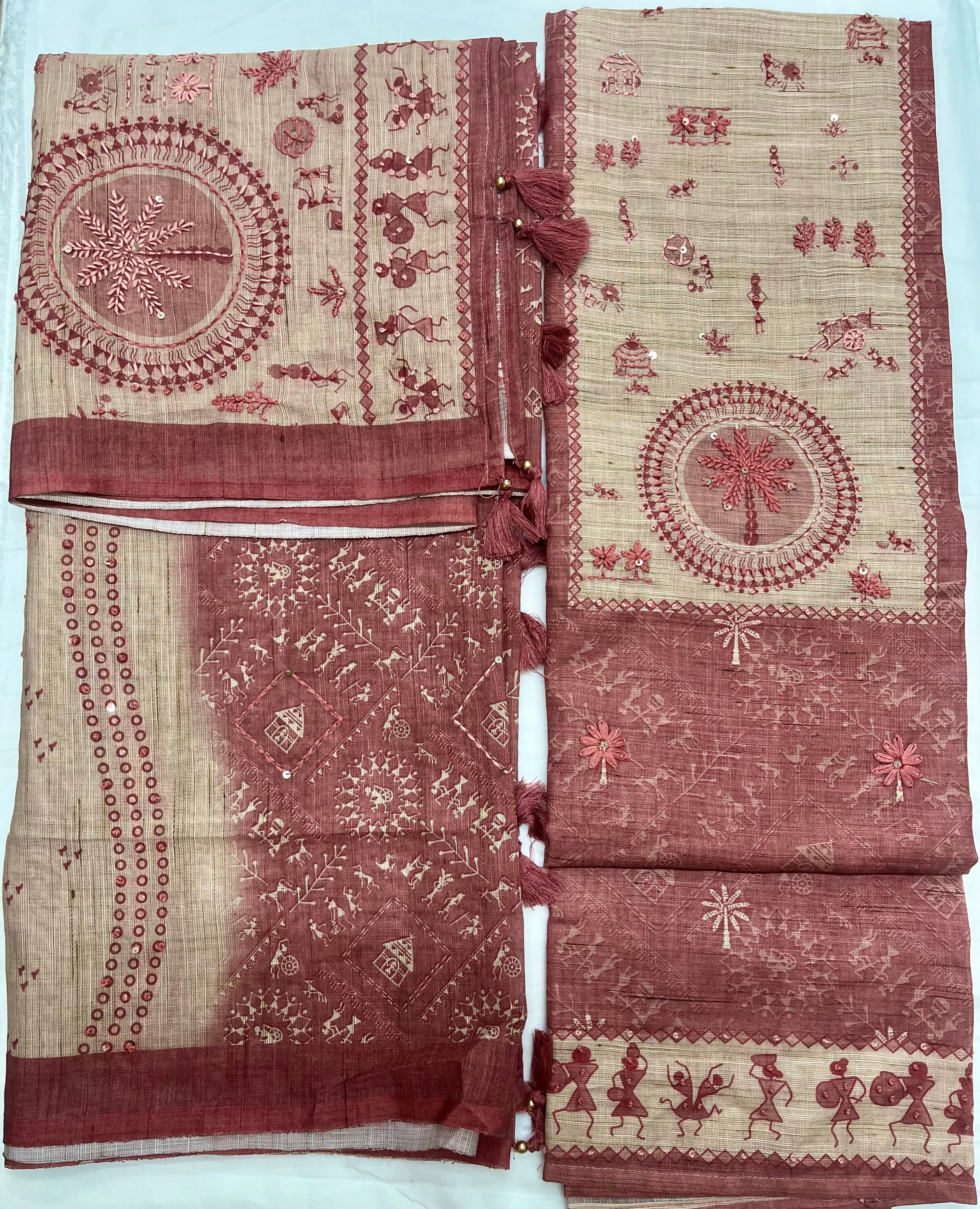 Unstitched 3 Piece – Cotton Linen Lucknowi Handwork Suit