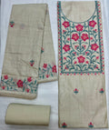 Unstitched 3 Piece – Cotton Munga Slub Silk with Gheecha Work Suit