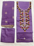 Unstitched 3 Piece – Pure Cotton Sateen with Phulkari Work Suit