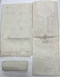 Unstitched 3 Piece – Pure Chanderi Silk with Chikankari Lucknowi Work Suit