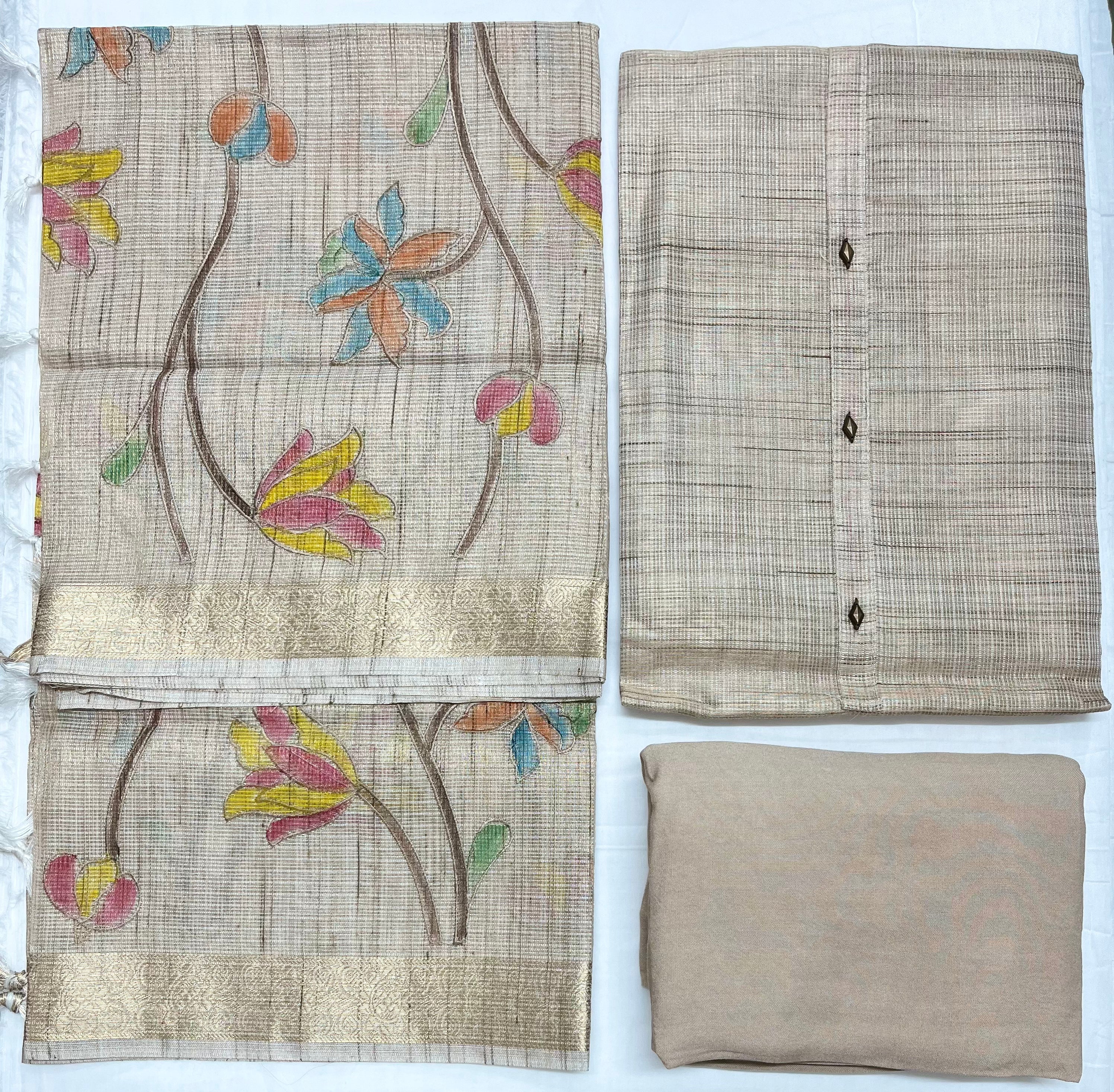 Unstitched 3 Piece – Pure Kota Tissue Silk Suit