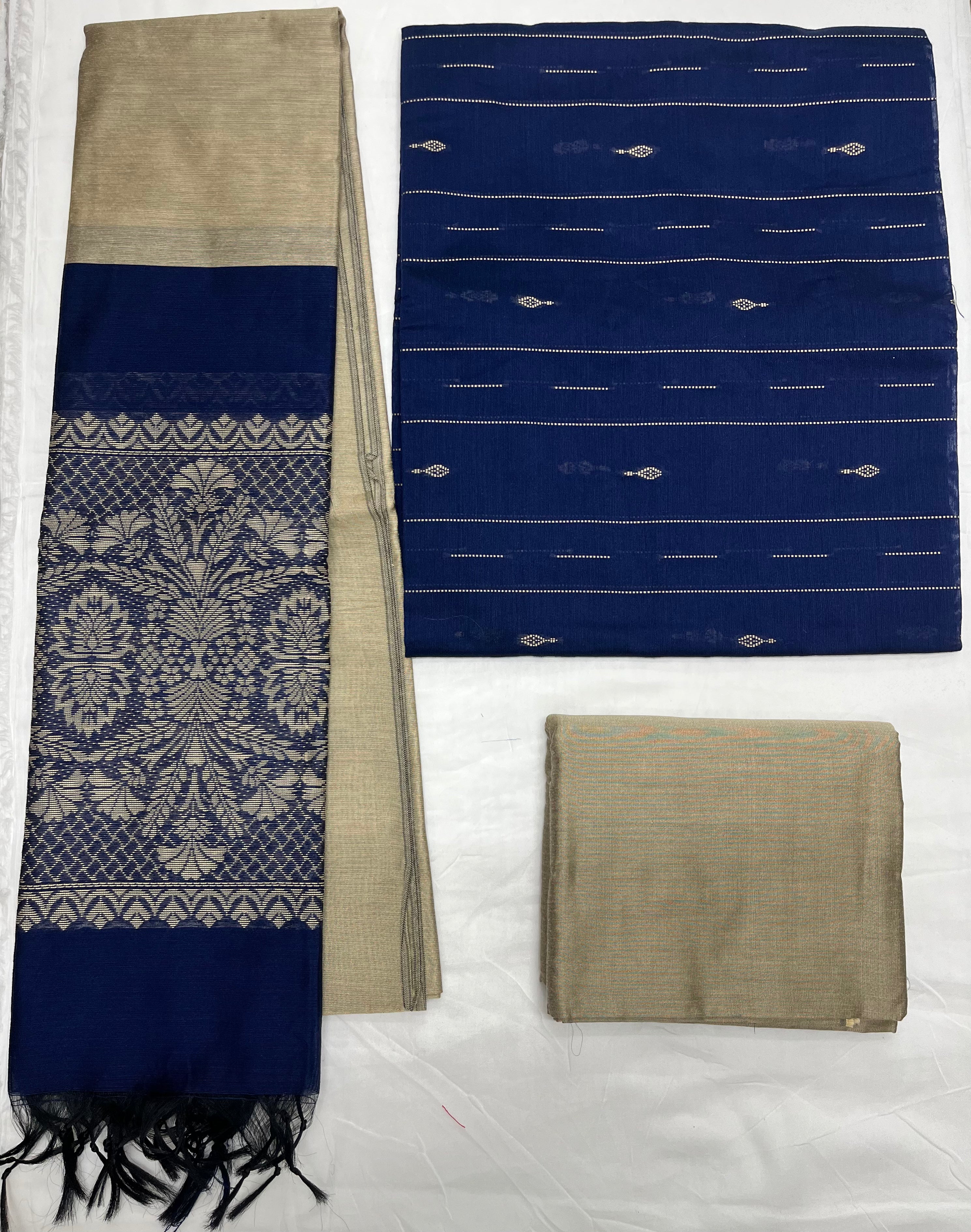 Unstitched 3 Piece – Cotton Raw Silk with Resham Weaving Suit