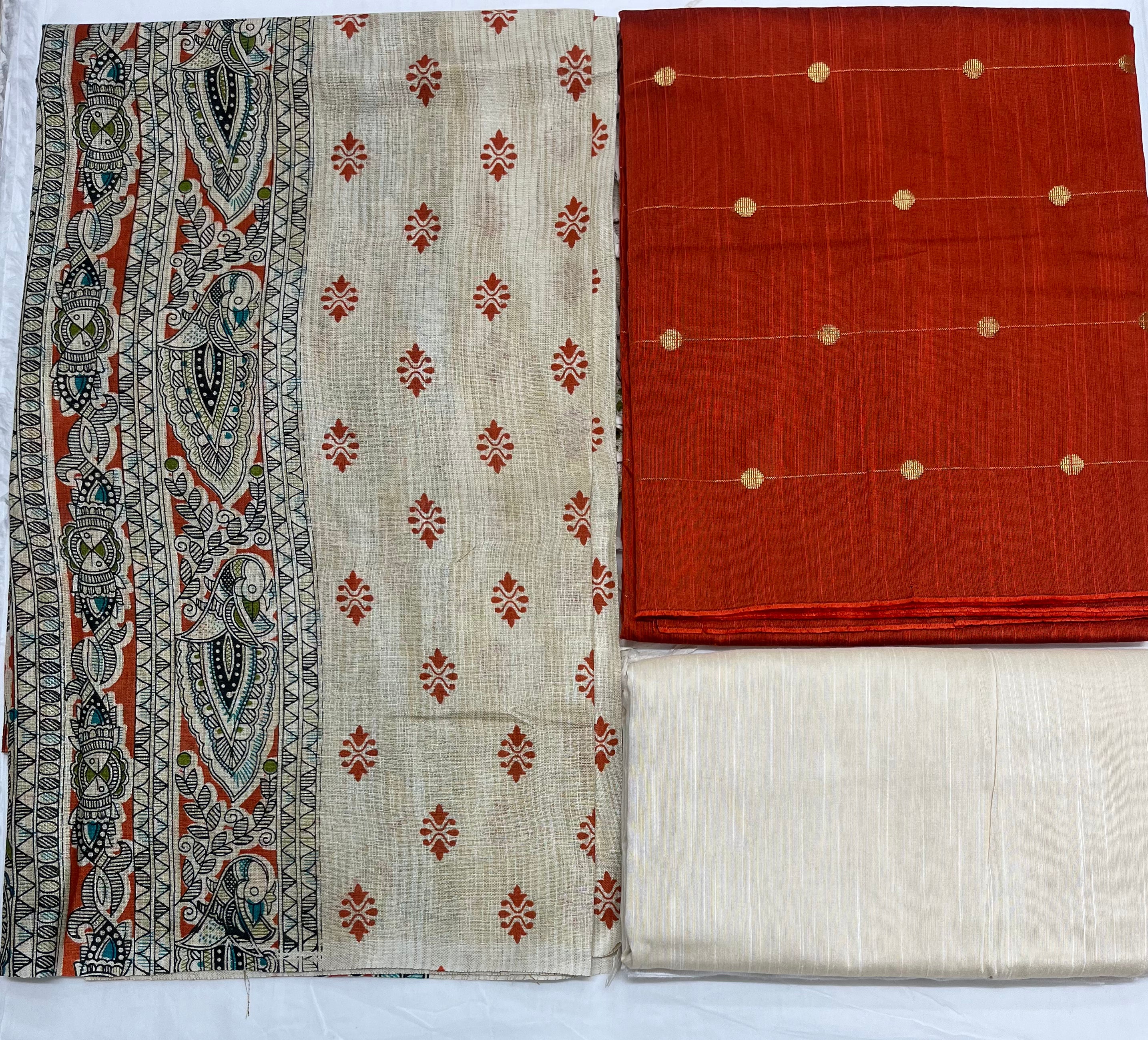 Unstitched 3 Piece – Cotton Raw Silk with Banarasi Weaving Suit