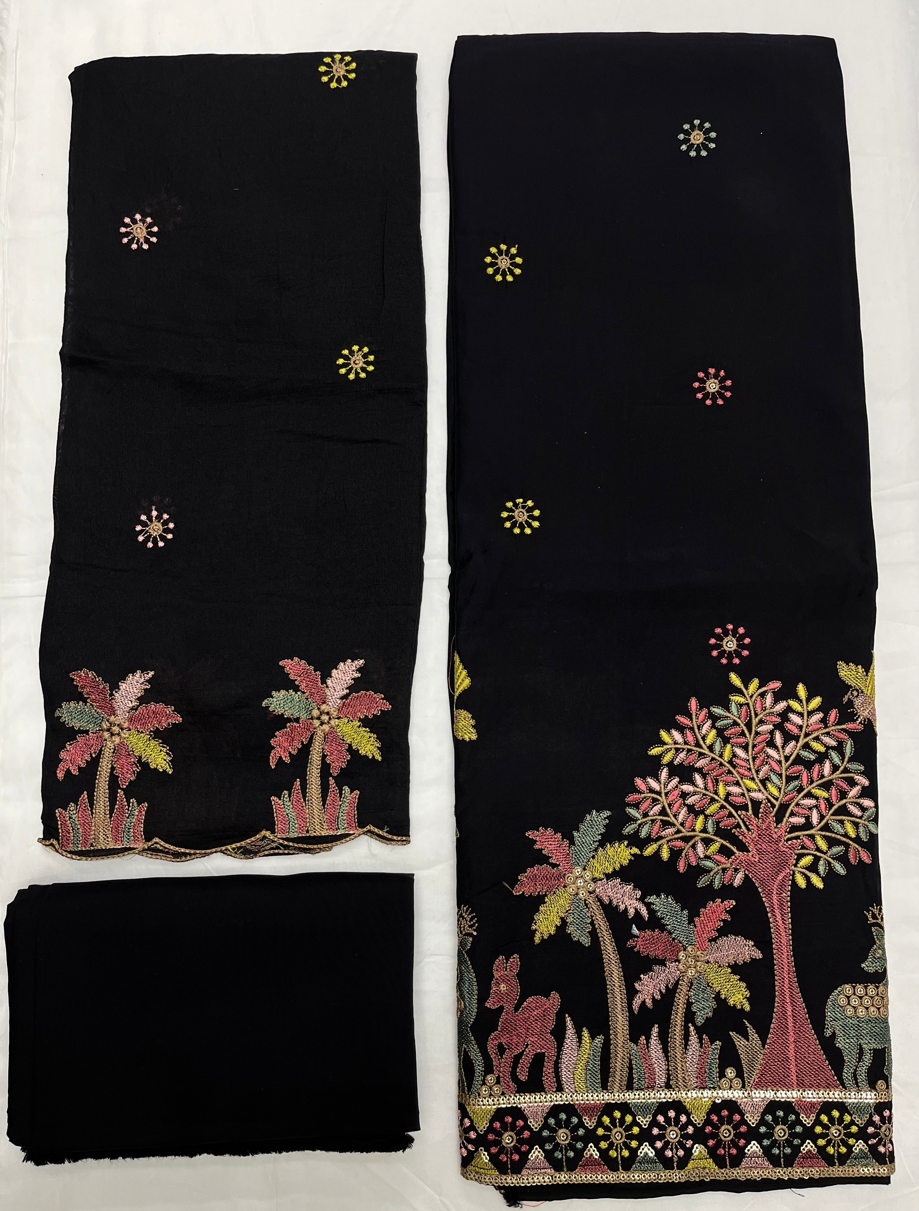 Unstitched 3 Piece – Muslin Silk with Multicolor Thread Embroidery Suit