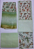 Unstitched 3 Piece – Pure Cotton Linen Printed with Katha Work Suit
