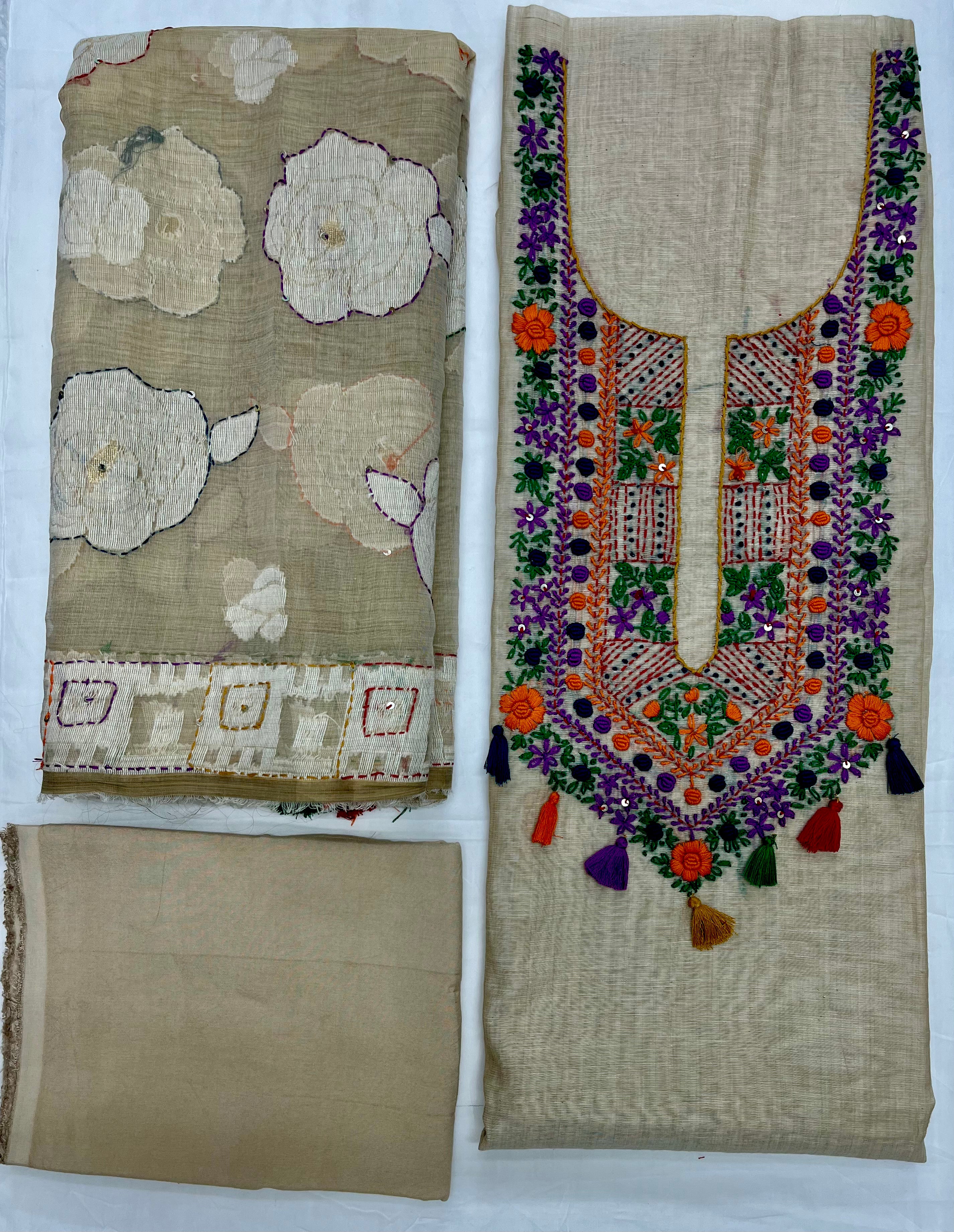 Unstitched 3 Piece – Jaamdani Cotton with Lucknowi Work & Resham Weaving Suit
