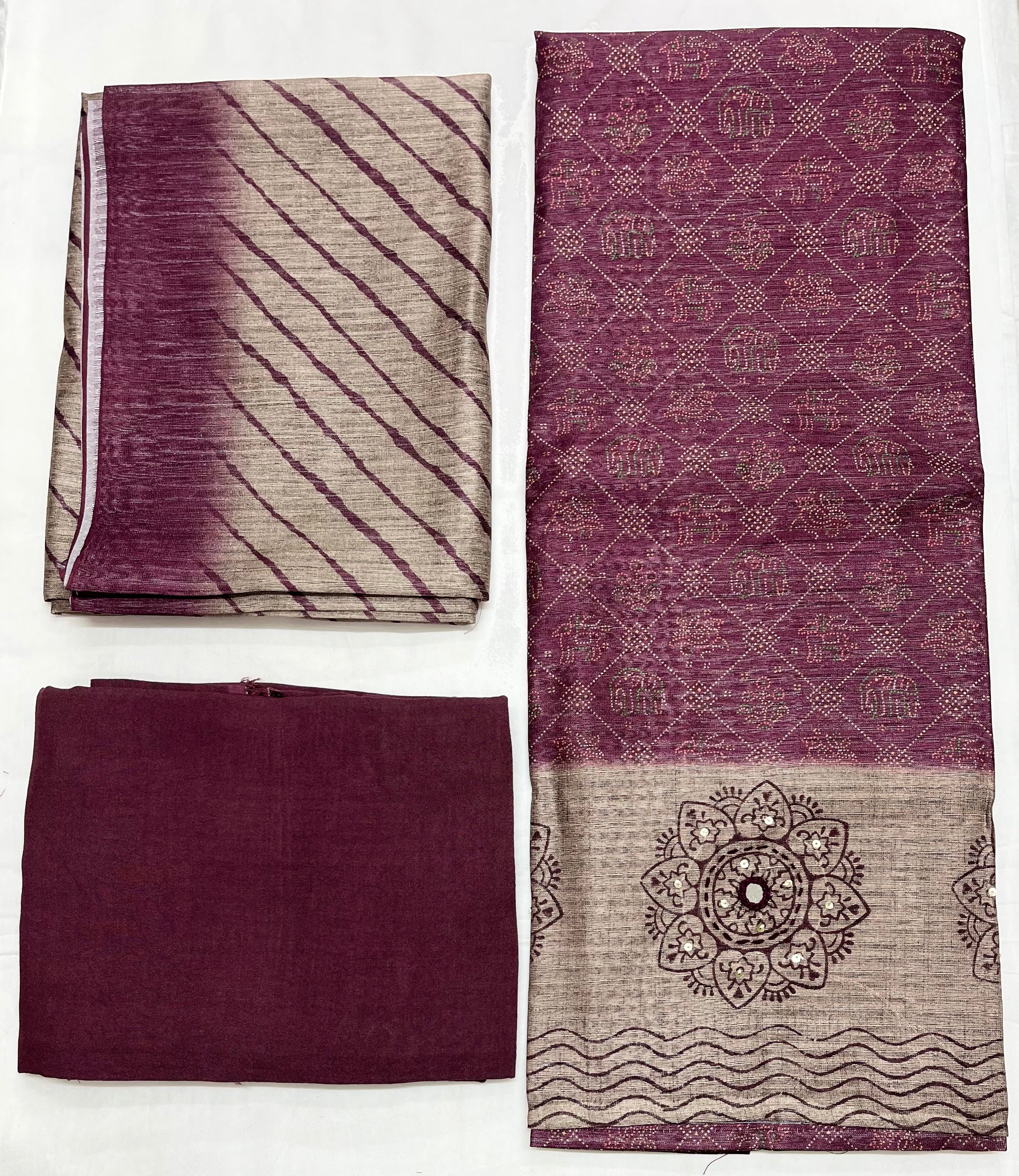 Unstitched 3 Piece – Shimmer Linen with Sequins, Mirror Work & Leheriya Dupatta