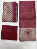 Unstitched 3 Piece – Shimmer Linen with Sequins, Mirror Work & Leheriya Dupatta