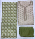 Unstitched 3 Piece – Tussar Munga Silk Handwork & Banarasi Weaving Suit