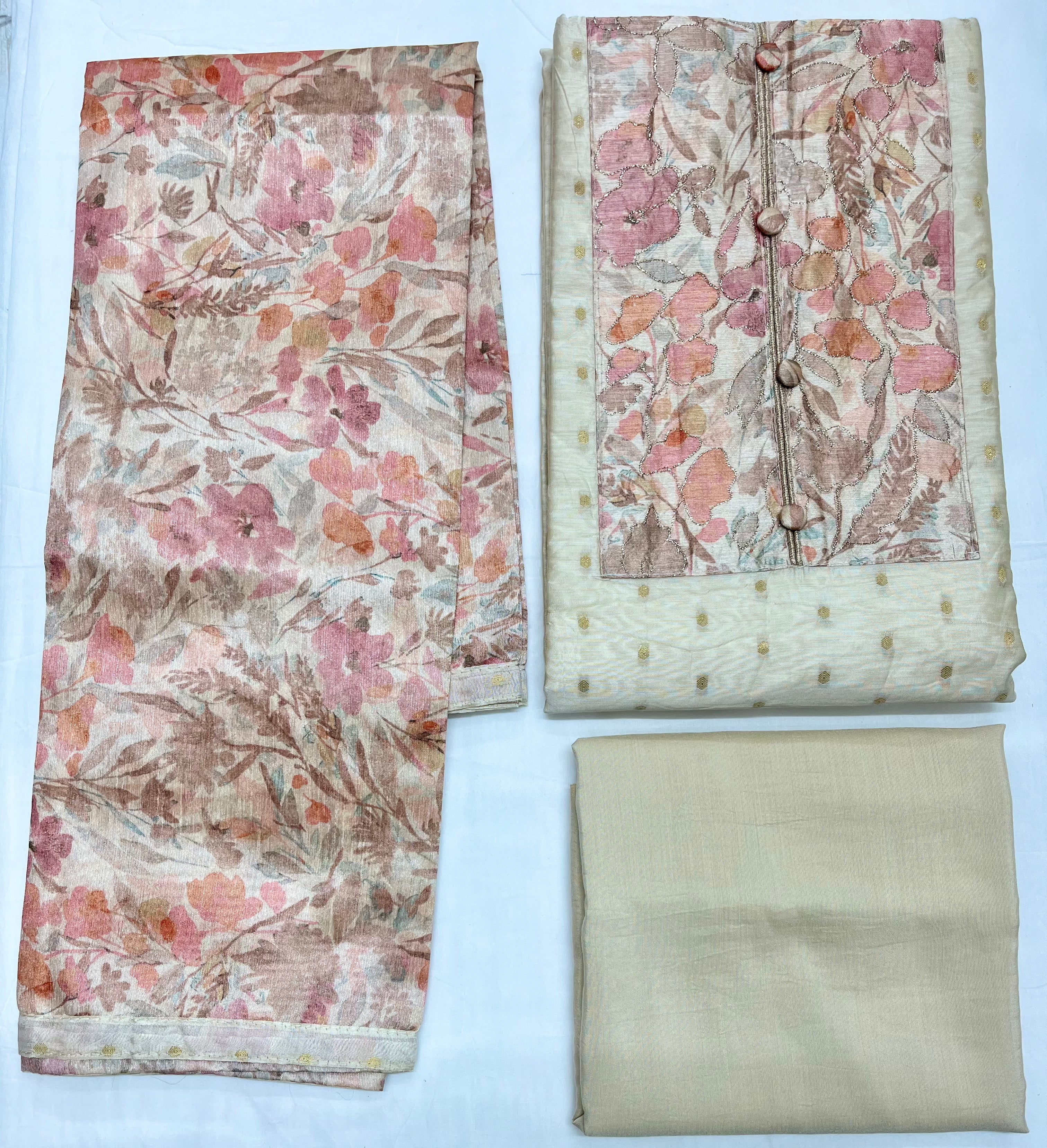 Unstitched 3 Piece – Tussar Munga Silk Banarasi Weaving Suit