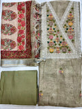 Unstitched 3 Piece – Pure Cotton Linen Multithread Embroidery Suit