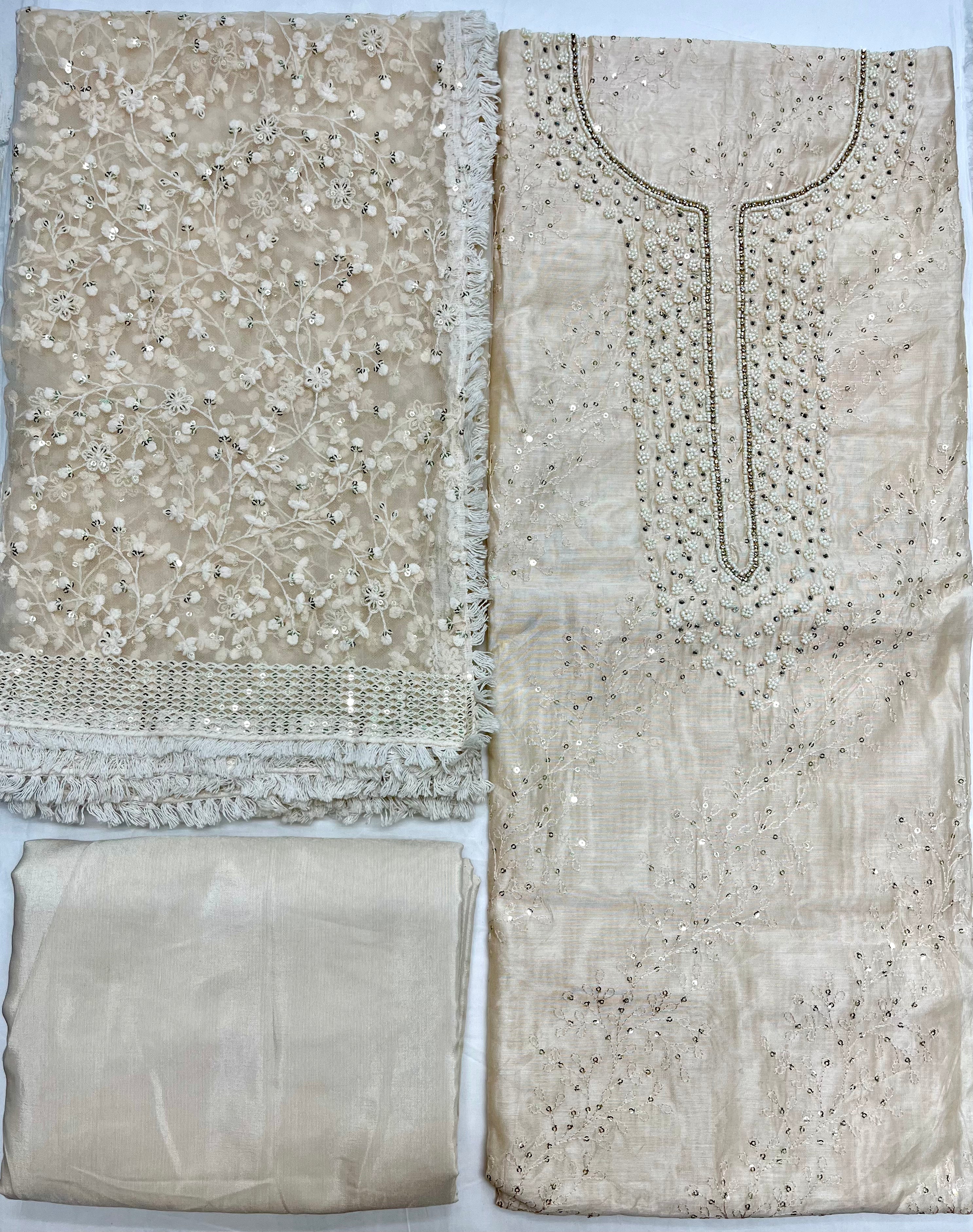 Unstitched 3 Piece - Tussar Munga Silk Suit