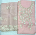 Unstitched 3 Piece - Kota Silk Machine Lucnkowi Work Embroidery Suit