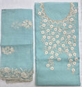 Unstitched 3 Piece - Kota Silk Machine Lucnkowi Work Embroidery Suit