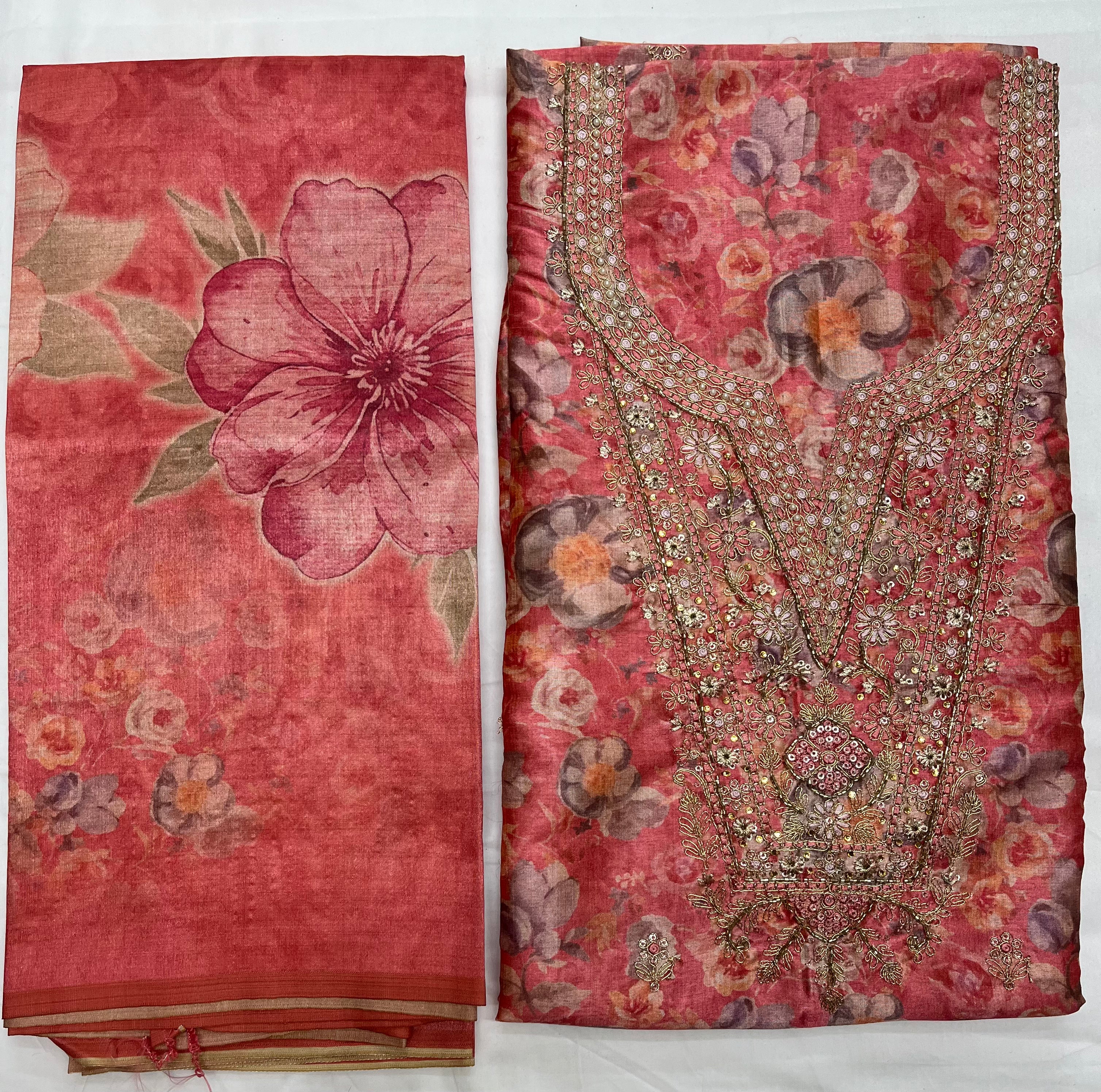 Unstitched 3 Piece – Pure Silk Zardosi Handwork Suit