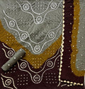 Unstitched 3 Piece Pure Cotton 3D Bandhej Suit