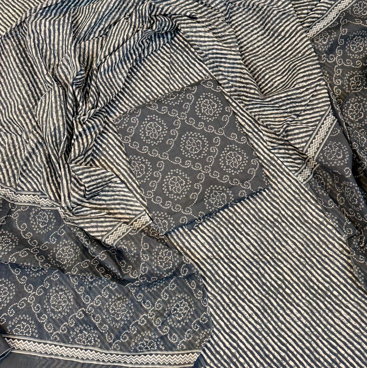 Unstitched 3 Piece - Pure Cotton Handblock Print Suit