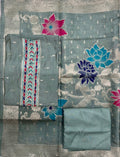 Unstitched 3 Piece - Pure Linen Tissue With Banarasi Weaving Suit