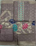 Unstitched 3 Piece - Pure Linen Banarasi Weaving Suit