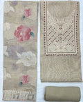 Unstitched 3 Piece - Pure Jaamdani Cotton With Lucknowi Handwork Suit