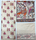 Unstitched 3 Piece - Cotton Dupion Madhubani Print Suit